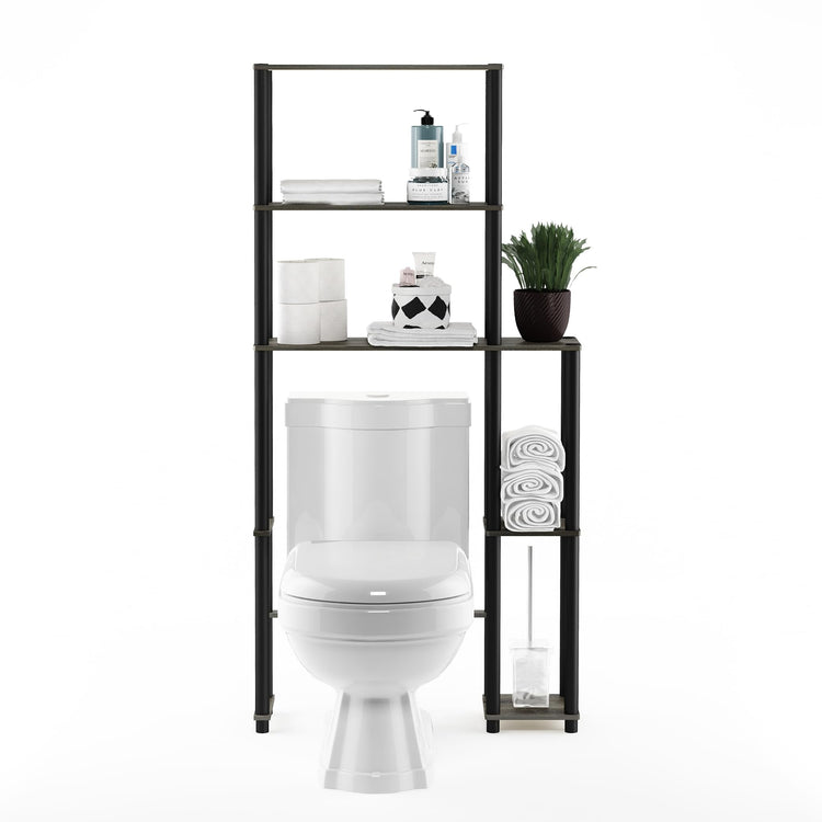 Turn-N-Tube Over The Toilet Storage, 5-Shelf Over The Toilet Organizer, Freestanding Space Saver Bathroom Shelf, for Bathroom Organizers and Storage, Grey Oak