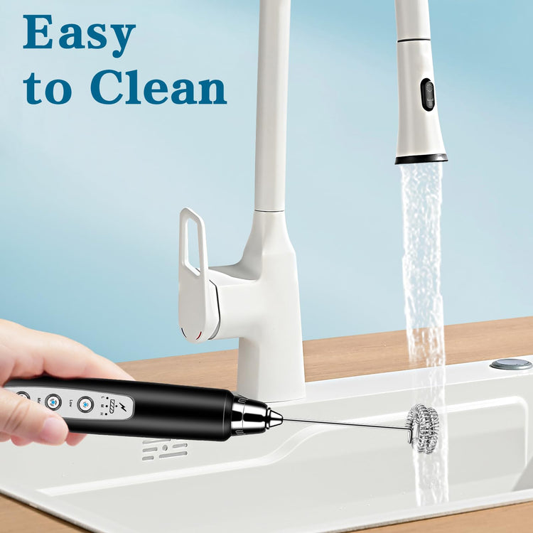Milk Frother Wand Rechargeable Handheld Whisk Coffee 3 Speed Adjustable