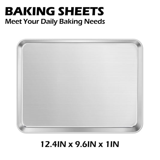 Non Toxic 9x13IN Stainless Steel Baking Quarter Sheet Pans (2 Count)
