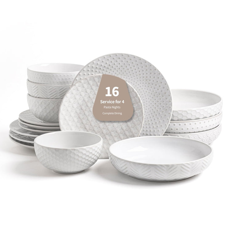 16 Piece Ceramic Plates and Bowls Set (16 Count)