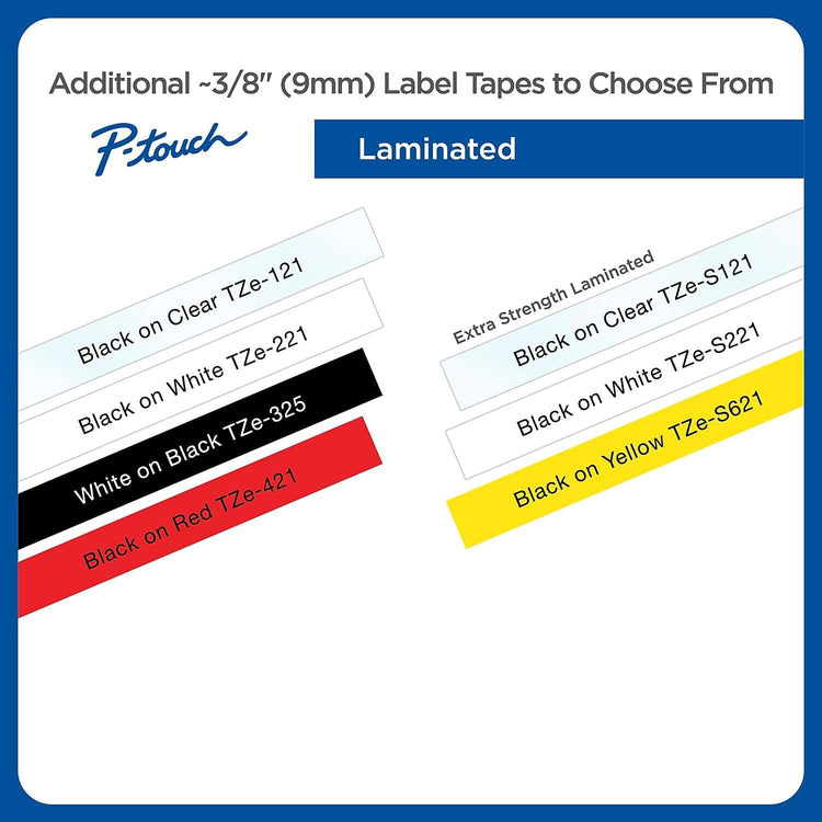 Brother(R) TZe-221 Black-On-White Tape, 0.38in. x 26.2ft., BRTTZ221
