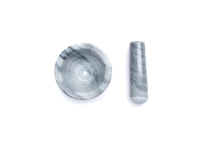 Fox Run Small Marble Mortar and Pestle Set, White, 3.5"