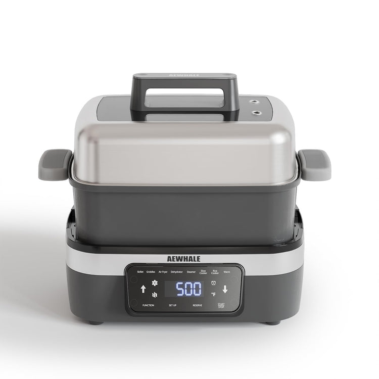 8-in-1 Digital Multifunctional Electric Skillet with Lid