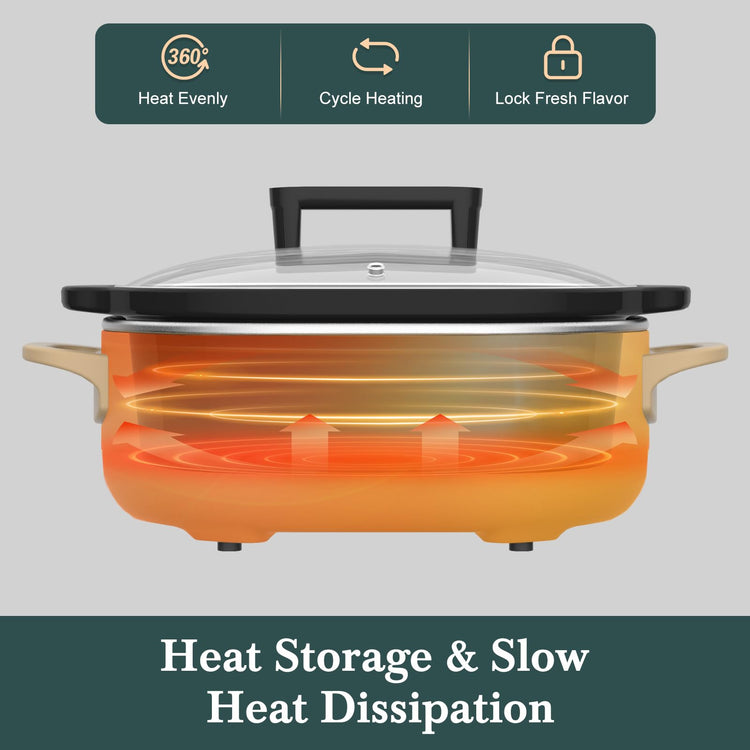 6 Quart Programmable Slow Cooker Removable Healthy Nonstick Pot
