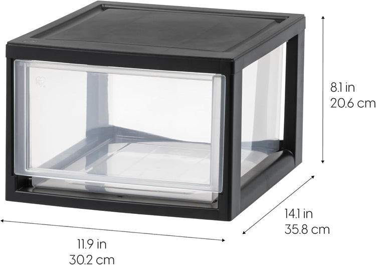 3-Pack, 14.5 Qt. Stacking Drawer Storage Organizer, Black (3 Count)