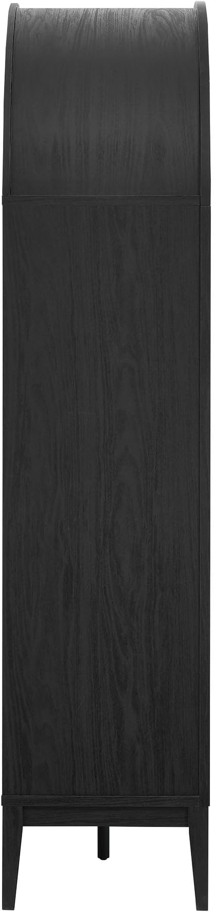 Modway Nolan Tall Arched Storage Display Cabinet in Black - 74 Inch Arch Bookshelf with Open and Closed Shelving - Modern Accent Cabinet for Living Room, Dining Room