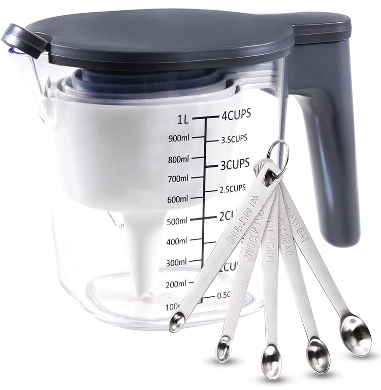 15 Pc Stackable Measuring Cups and Mini Spoons Set with Lid (15 Count)