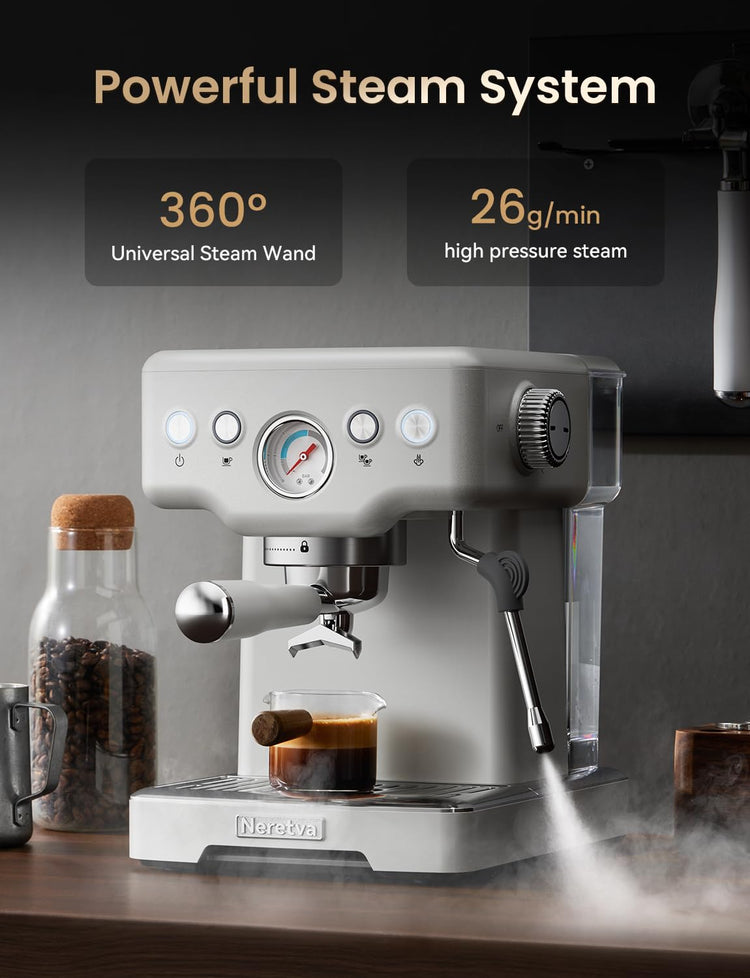 Stainless Steel Espresso Machine with Visible Pressure Guage