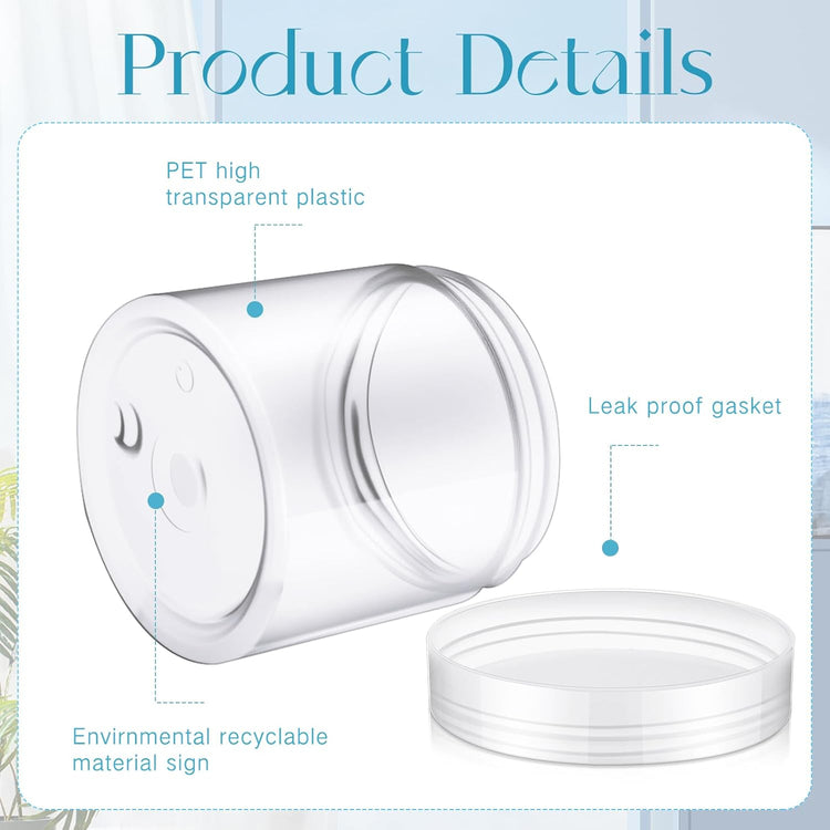 SATINIOR 6 Pack Plastic Container with Lids Small Jars Wide Mouth Round Airtight Leak Proof Container for Travel Storage, Cosmetic,eye Shadow, Nails, Paint, Jewelry(Clear,6 oz)