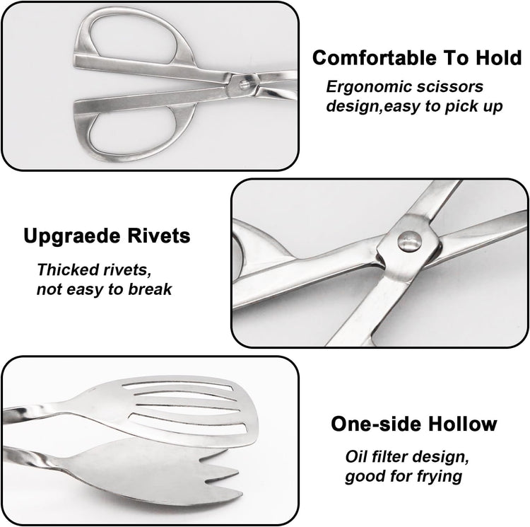 Food Serving Tongs 2 PACK Stainless Steel Salad Tongs for Cooking Cake Bread Kitchen