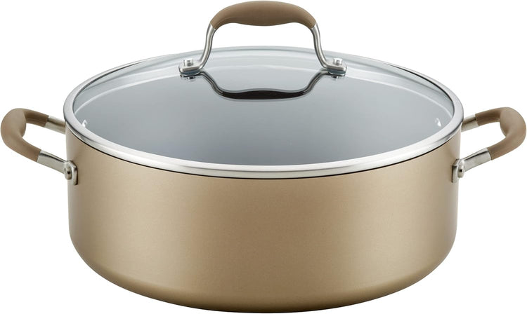 Anolon Advanced Home Hard-Anodized Nonstick Wide Stock Pot/Stockpot (7.5-Quart, Bronze)