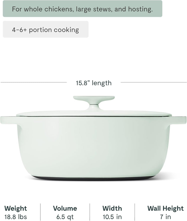 Caraway Enameled Cast Iron Dutch Oven - 8qt Dutch Oven With Lid - 3 Layer Enamel Coating - No Seasoning Required - Compatible With All Stovetops - Oven Safe - No Forever Chemicals - Light Mist - Nestoria