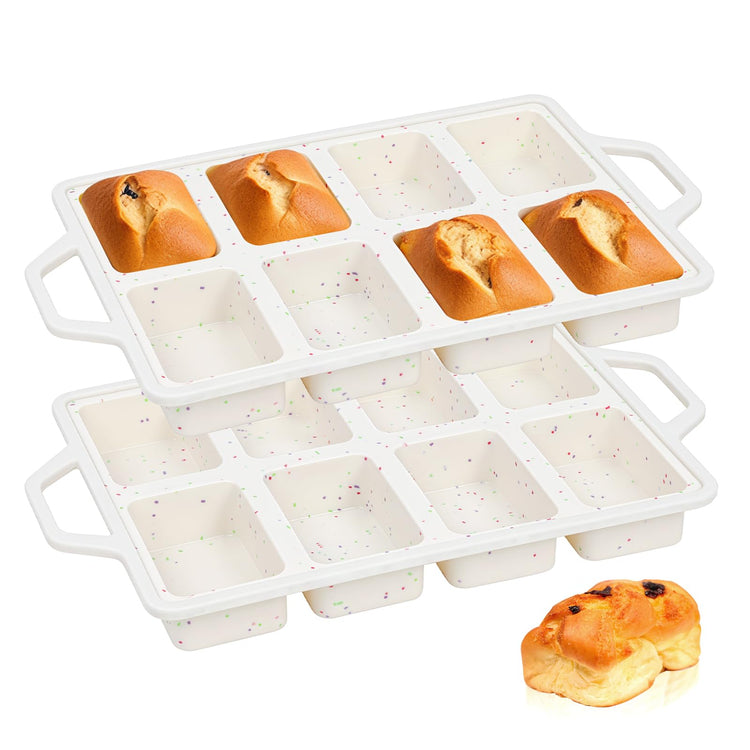 2 Pack 8 Cavity Mini Silicone Loaf Pans (2 Count)