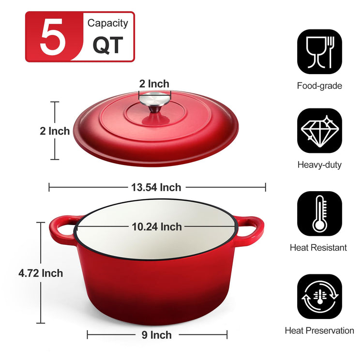 5QT Enameled Dutch Oven