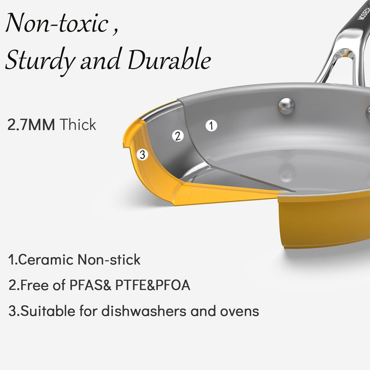 Yellow 10 Piece Ceramic Cookware Set