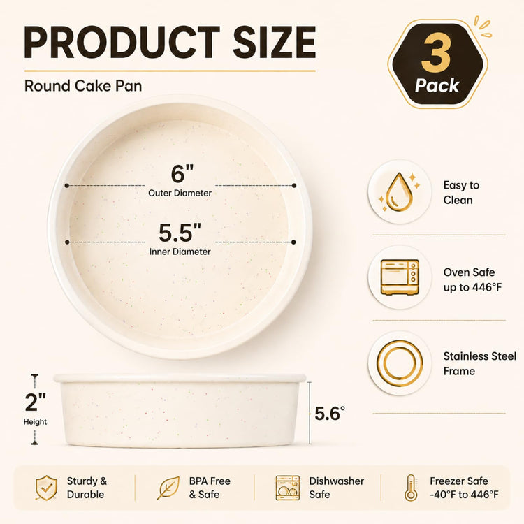 6 Inch Round Cake Pan Set (3 Count)