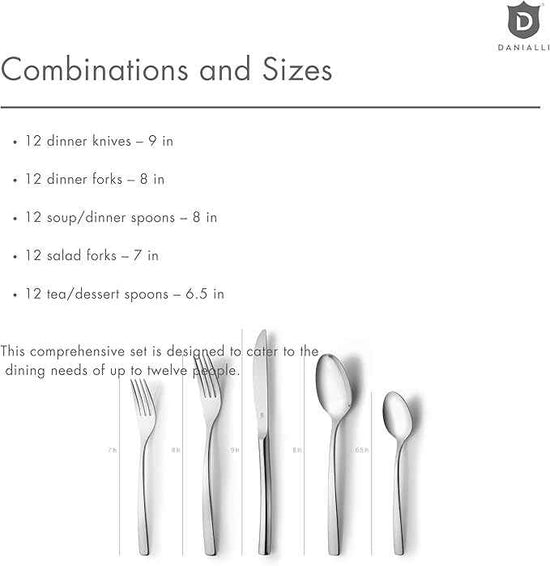 Modern Sleek Silverware Set - 18/10 Stainless Steel Flatware Set for Elegant Dining - Dishwasher Safe Cutlery Set -Built to Last Commitment (60-Piece)