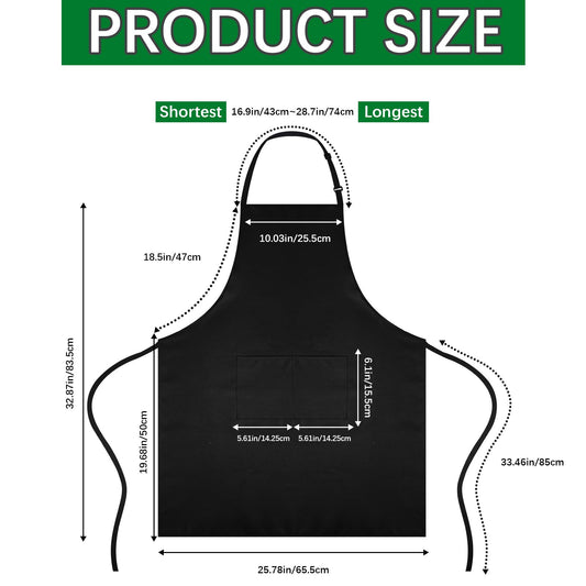 Bib Apron Unisex Black Aprons 2 Pockets Cooking Kitchen Apron for Chef (10 Count)