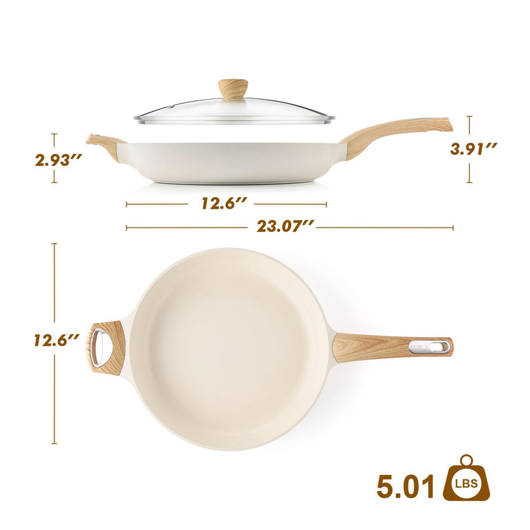 12.5inch Ceramic Nonstick Frying Pan Skillet with Lid