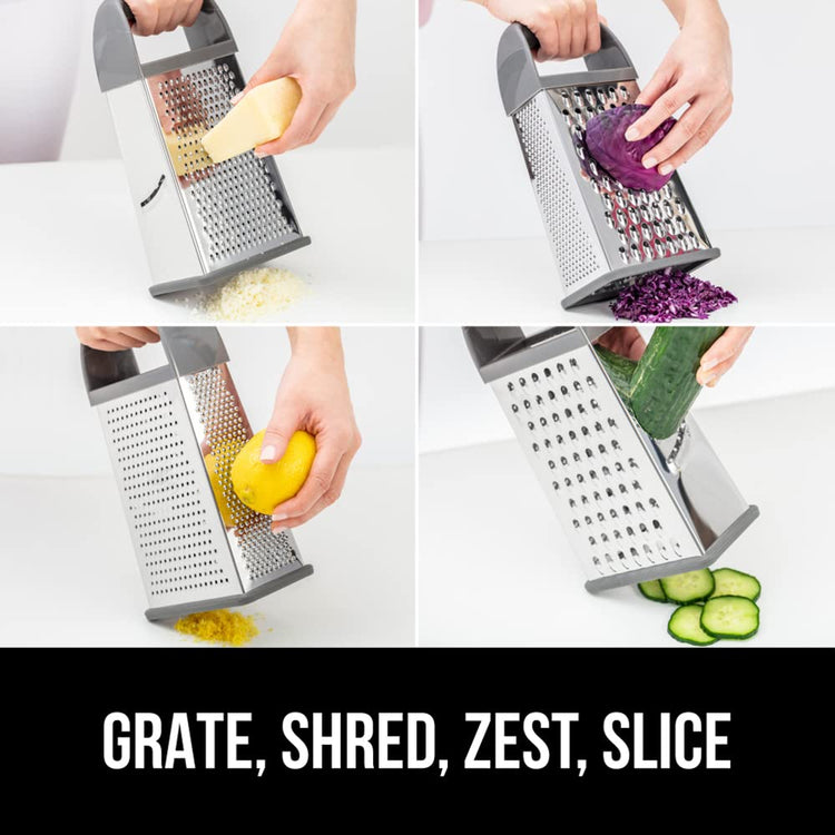 XL 4 Sided Stainless Steel Cheese Grater With Measurement Container