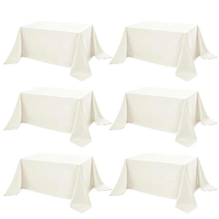 6 Pack Ivory Tablecloths for Rectangle Tables (6 Count)