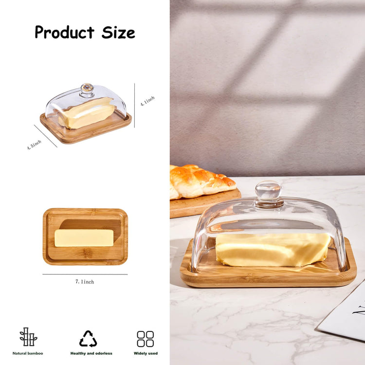 Glass butter dish with lid