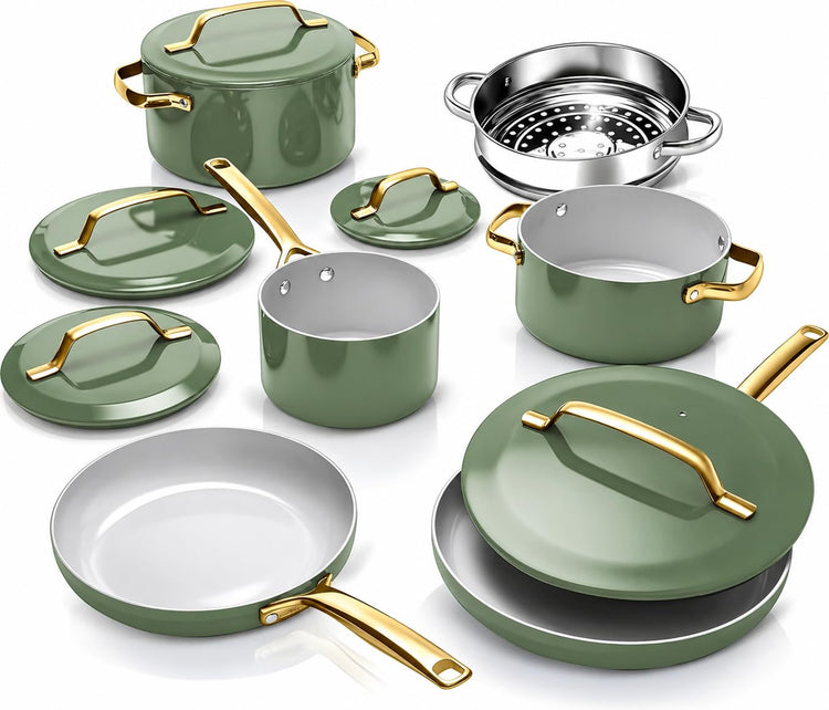 Modern 11 Pc Ceramic Cookware Set