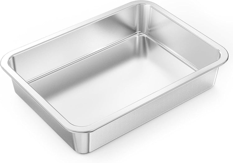 onlyfire Stainless Steel Baking Pan Barbeque Grilling Pan for Baking Breads, Grilling Chicken, Vegetables, 14" X 10.5" X 2.8" - Nestoria