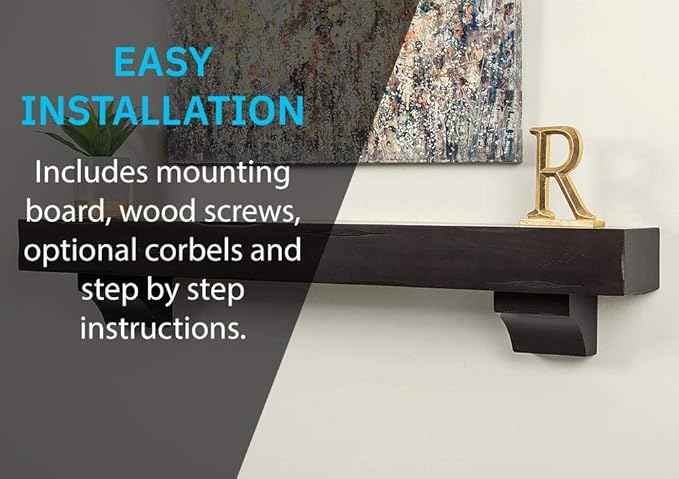 MANTELSDIRECT Breckenridge 72” Fireplace Mantel Shelf with Corbels – Rustic Floating Mantel Shelf for Over Fireplace – Espresso Rustic - Wood Shelf for Wall – Pine Box Construction