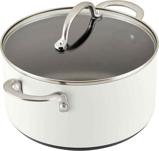 Anolon Achieve Hard Anodized Nonstick Cookware Pots and Pans Set, 9 Piece - Cream