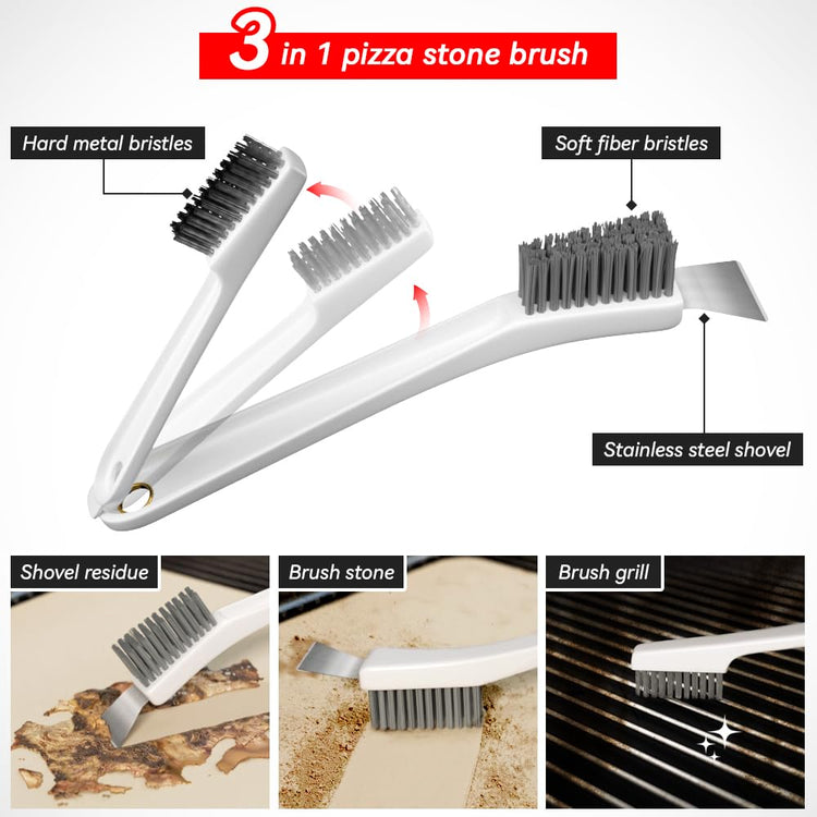 16'' Cordierite Pizza Stone for Oven and Grill with Pizza Peel Set (5 Count)
