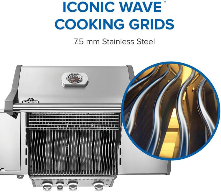 Napoleon Rogue PRO 425 Propane Gas Grill with Infrared Side Burner, Stainless Steel, Durable 4-Burner BBQ