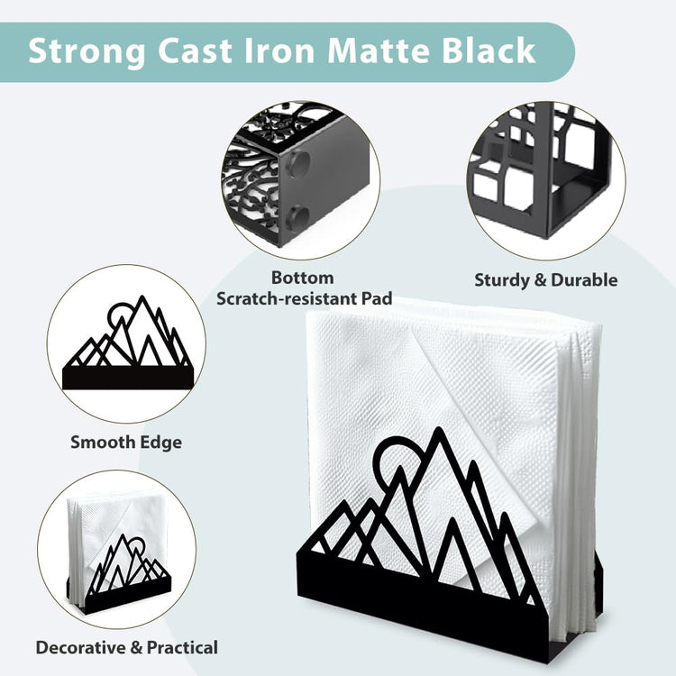 Geometric Mountains Decor Black Metal Napkin Holder for Table