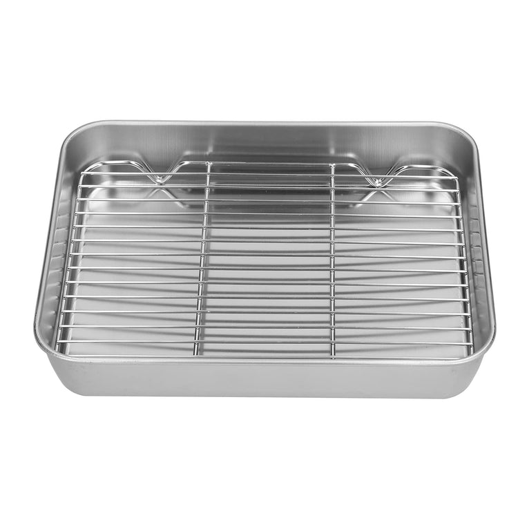 Stainless Steel Roasting Broiler Pan with Grill Rack 10.4×8.1×2inch