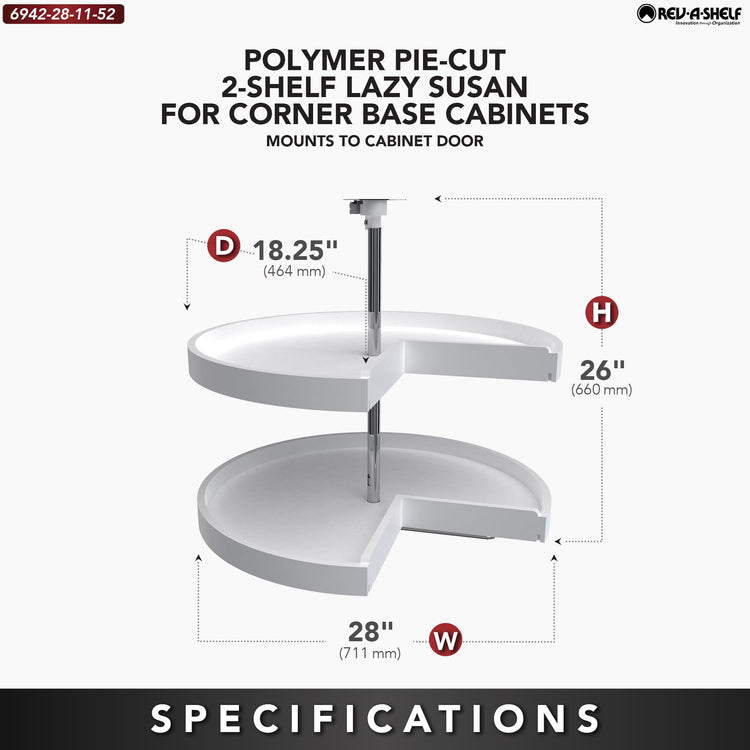 2 Tier Pie Cut Plastic Lazy Susan for Corner Base Cabinets