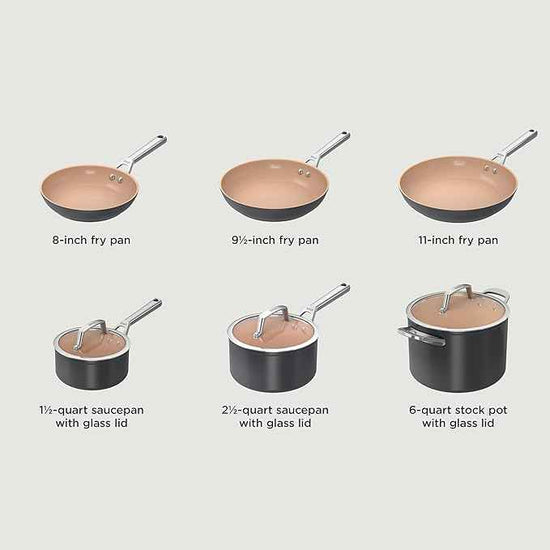 Ninja Pots and Pans Set Non Stick | Extended Life Premium Ceramic Cookware Set | 9-Piece Nonstick | PTFE Free | Oven Safe to 550°F | Induction Compatible | Frying Pan x3 | Cooking Pot x3 | CW99009