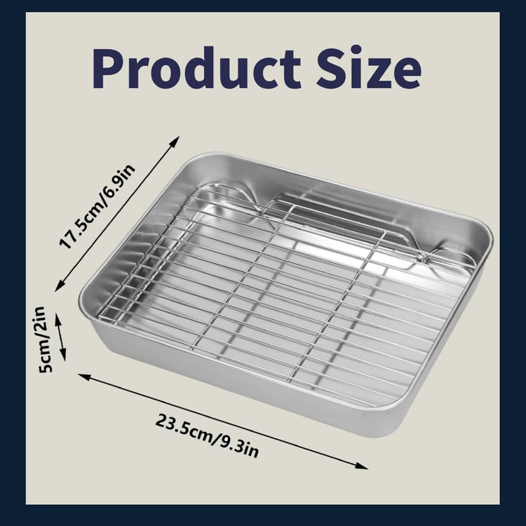 Stainless Steel Roasting Broiler Pan with Grill Rack 10.4×8.1×2inch