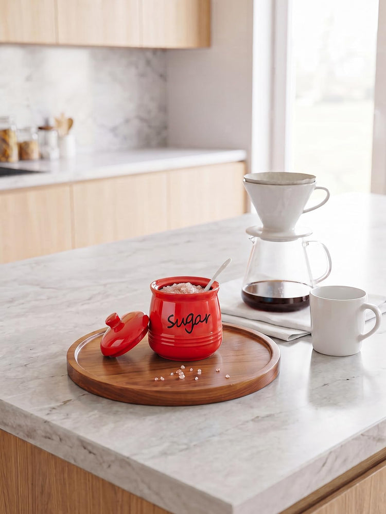 12oz Ceramic Sugar Bowl with Lid and Spoon