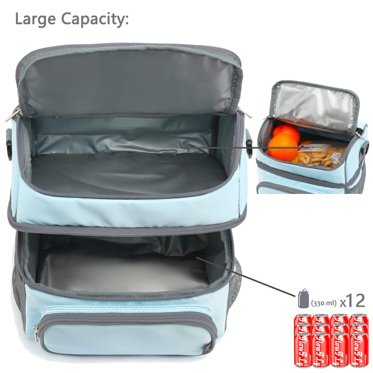 Double Layer Cooler Insulated Lunch Bag Adult Lunch Box Large Tote Bag for Men
