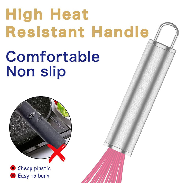 Pink Silicone Whisk Set of 3