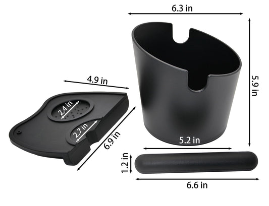 6.3 inch Large Espresso Knock Box Silicone coffee Tamper Mat Espresso Machine Accessories Set of 2 with Removable Knock Bar and Anti