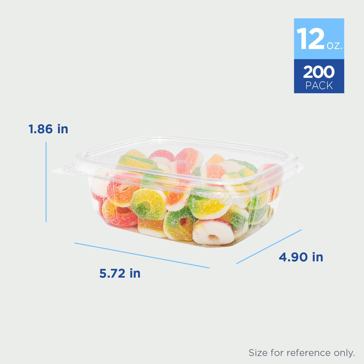 PET Hinged Deli Containers with Lids (200 Count)