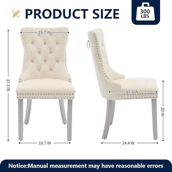 Velvet Dining Chairs Set of 4, Kitchen & Dining Room Chairs, Upholstered Dining Chairs with Back Ring Pull and Silver Solid Wood Legs, Modern Tufted Kitchen Chairs for Dining Room, Cream
