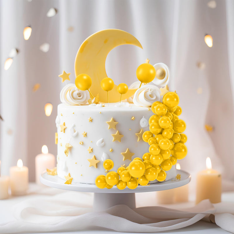 48 Pcs Yellow Cake Topper Decorations (48 Count)