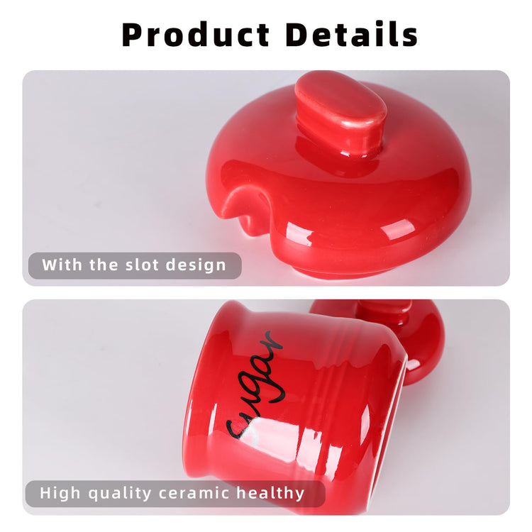 Ceramic Sugar Bowl with Lid and Spoon 12oz