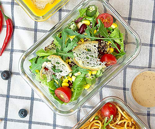 8 Pack 30 oz Glass Food Storage Containers with Lids (White)
