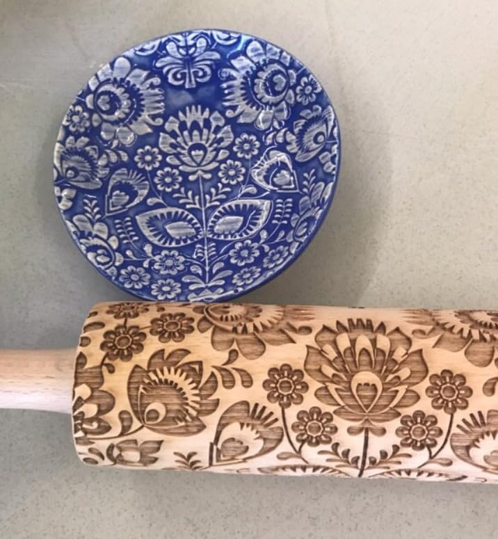 FLOWERS 3 Kid Rolling Pin Set with Damask