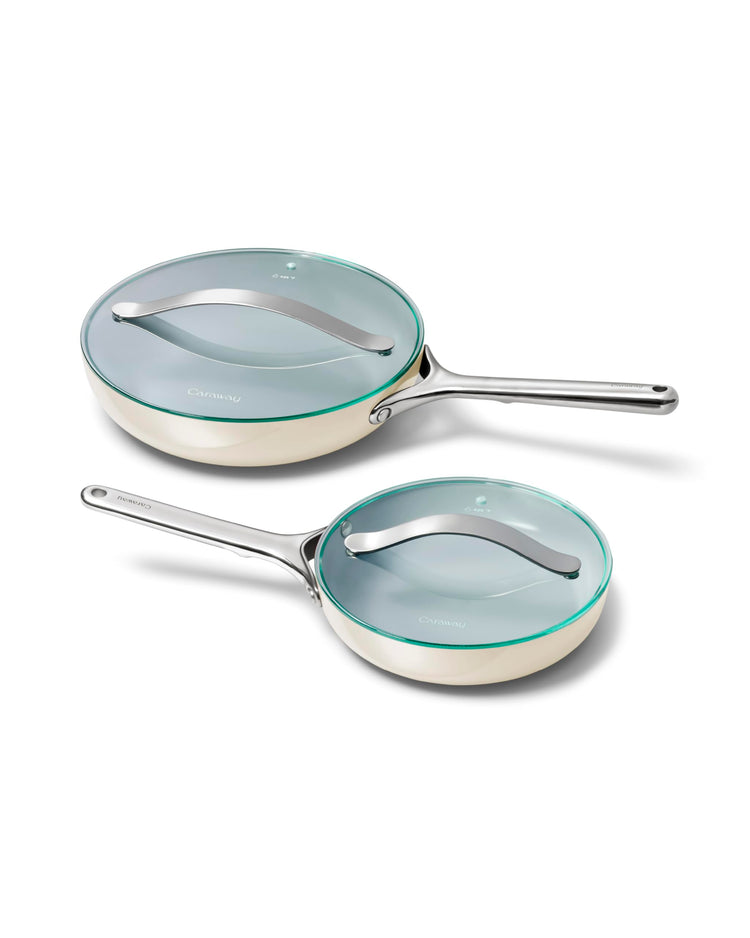 Ceramic Fry Pan Duo with Glass Lids (2 Count)