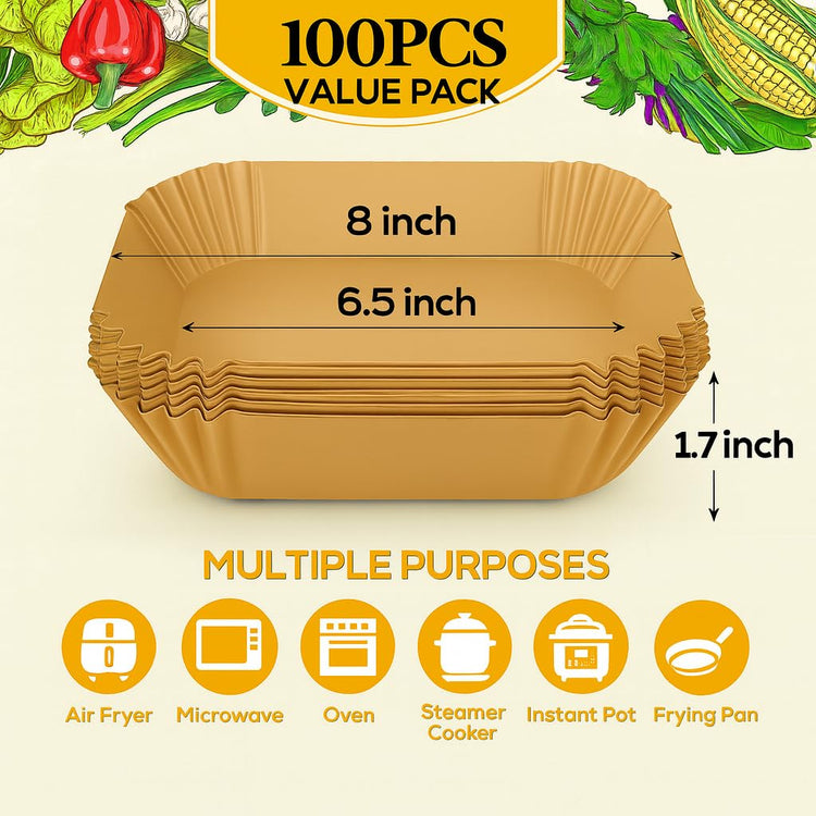 Small Air Fryer Disposable Paper Liners for 2 to 5QT Airfryer (200 Count)