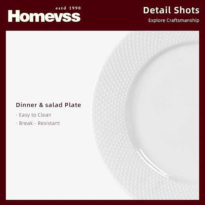 HomeVss, New Bone China Embossed Rain Drops 16pc Dinnerware Set